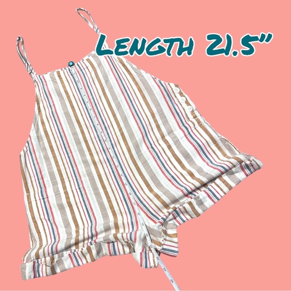 🎉HP!🎉Volcom striped romper in cream, grey-teal, peach/pink and tan. Size XS 🌺 - Picture 5 of 13